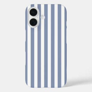 Blue grey and white candy stripes iPhone 16 case