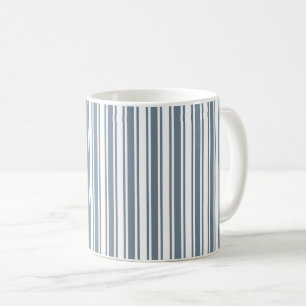 Blue-grey and white candy stripes coffee mug