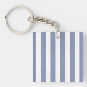Blue grey and white candy stripes keychain