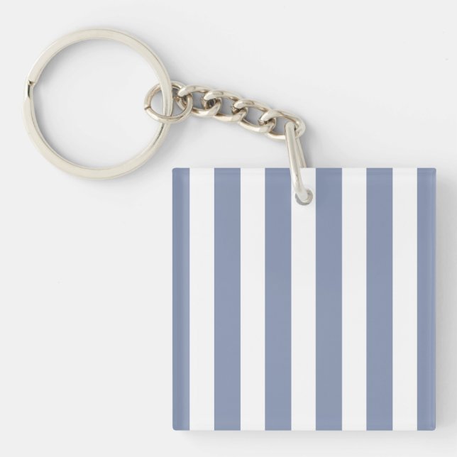 Blue grey and white candy stripes keychain (Front)