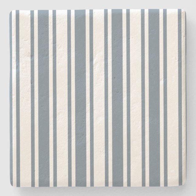 Blue-grey and white candy stripes stone coaster (Front)