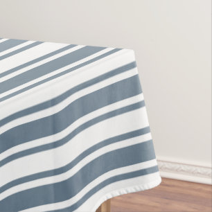 Blue-grey and white candy stripes tablecloth