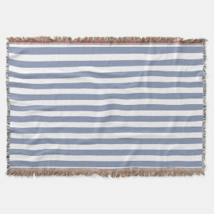 Blue grey and white candy stripes throw blanket