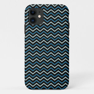 Blue Grey and White Chevron  Monogram Tough iPhone 11 Case