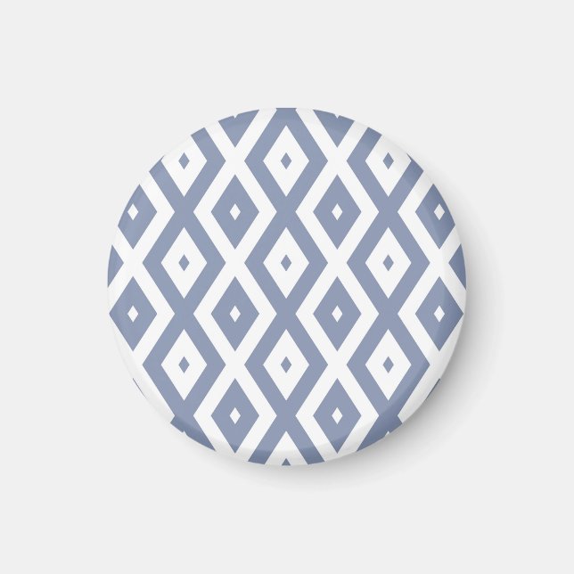 Blue grey and white diamond pattern magnet (Front)