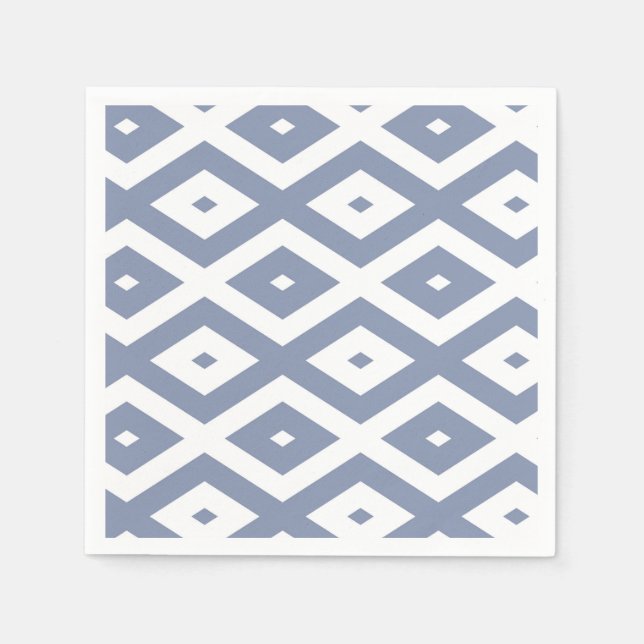 Blue grey and white diamond pattern napkin (Front)
