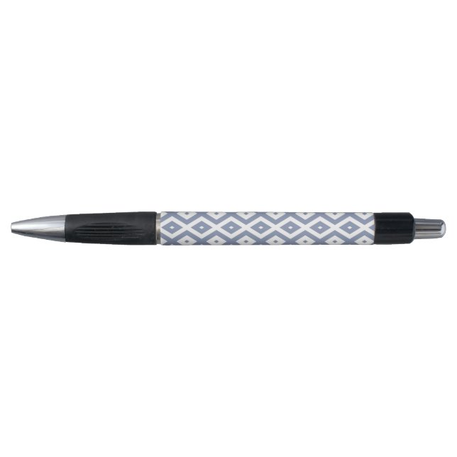 Blue grey and white diamond pattern pen (Front)