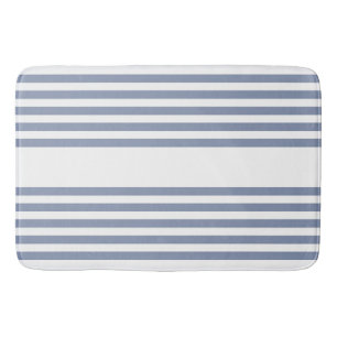 Blue-grey and white five stripe pattern bath mat