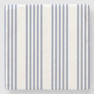 Blue-grey and white five stripe pattern stone coaster