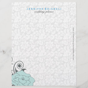 Blue Grey And White Floral Design Letterhead