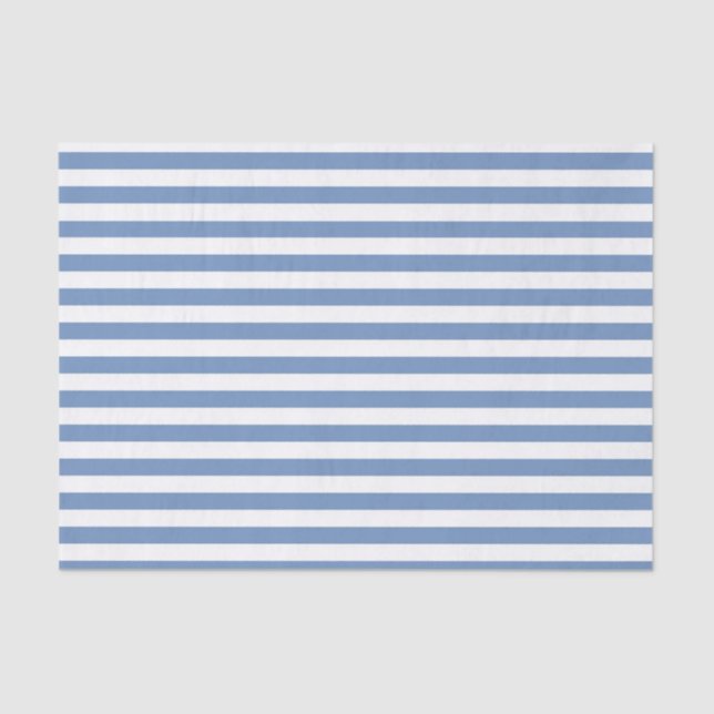 Blue/Grey and White Stripes Tissue Paper (Front)
