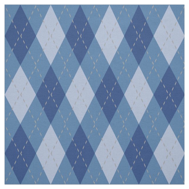 Blue Grey Argyle Pattern Fabric (Swatch)