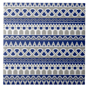 blue grey aztec tiled pattern tile