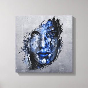 Blue Grey Bad Girl face Canvas Print
