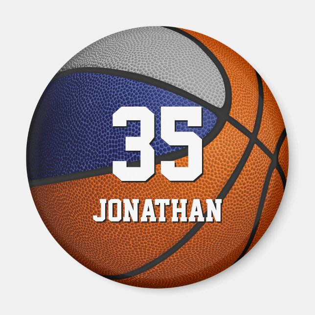 blue grey basketball team spirit gift ideas magnet (Front)
