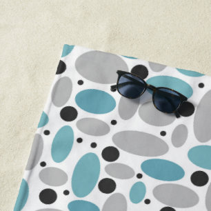 blue grey bean polka dot retro pattern home decor  beach towel