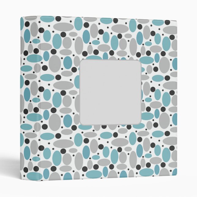 blue grey bean polka dot retro pattern home decor  binder (Front/Spine)