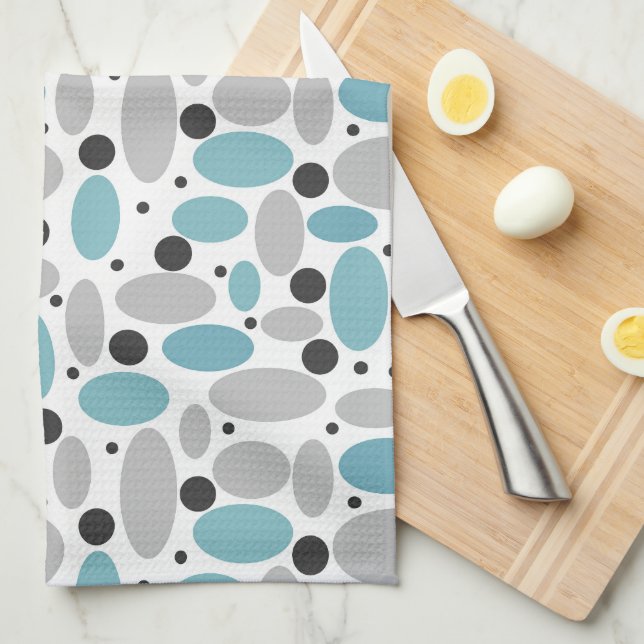 blue grey bean polka dot retro pattern home decor  kitchen towel (Quarter Fold)