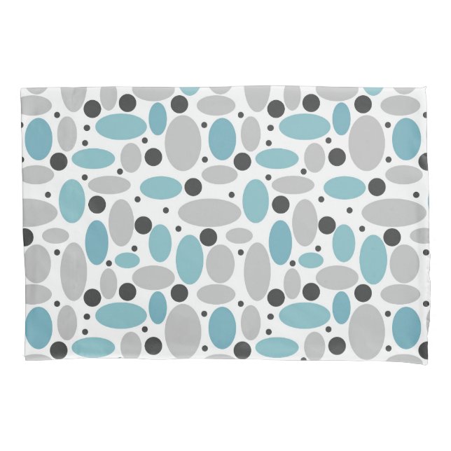 blue grey bean polka dot retro pattern home decor  pillowcase (Front)