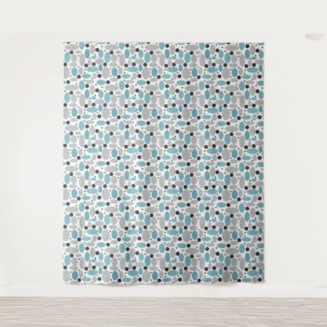 blue grey bean polka dot retro pattern home decor  tapestry (Front)