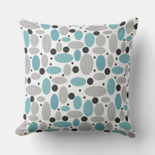 blue grey bean polka dot retro pattern home decor  throw pillow