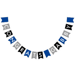 Blue Grey Black Congratulations Bunting Flags