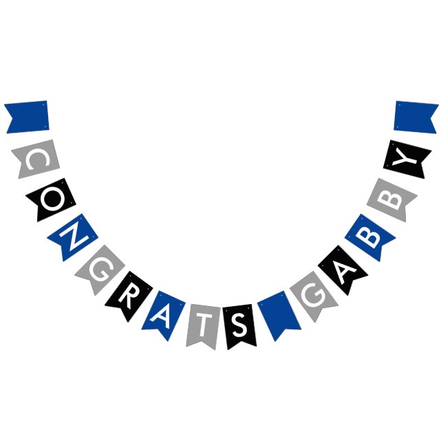 Blue Grey Black Congratulations Bunting Flags (All)