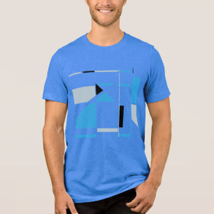 Blue Grey Black Contemporary Geometric MCM Look Tri-Blend Shirt
