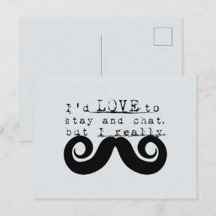 Blue Grey Black Funny Humor I Mustache Postcard