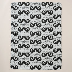 Blue Grey Black Funny Humor I Mustache Sherpa Blanket