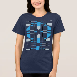 Blue Grey Black Geometric Southwest MCM-inspired Tri-Blend Shirt
