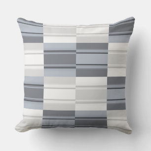Blue Grey Black Pattern Squares Throw Pillow