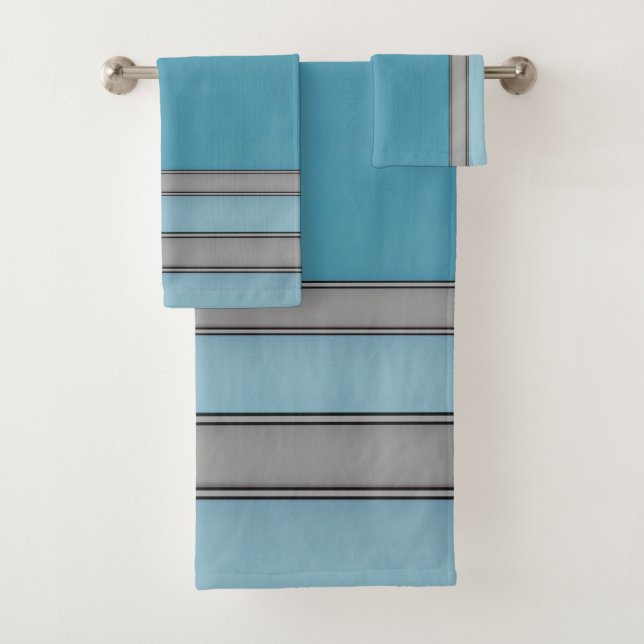 Blue, Grey, Black simple as that Bath Towel Set (Insitu)