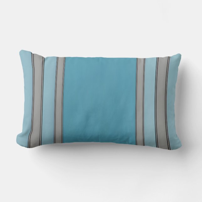 Blue, Grey, Black simple as that Lumbar Pillow (Front)