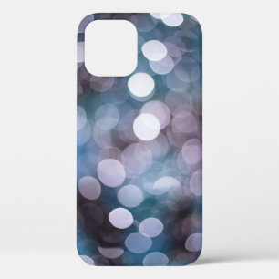 Blue grey bokeh, abstract background. iPhone 12 case