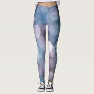 Blue grey bokeh, abstract background. leggings