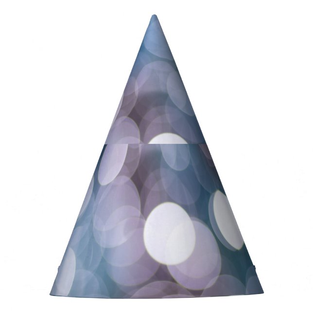 Blue grey bokeh, abstract background. party hat (Front)