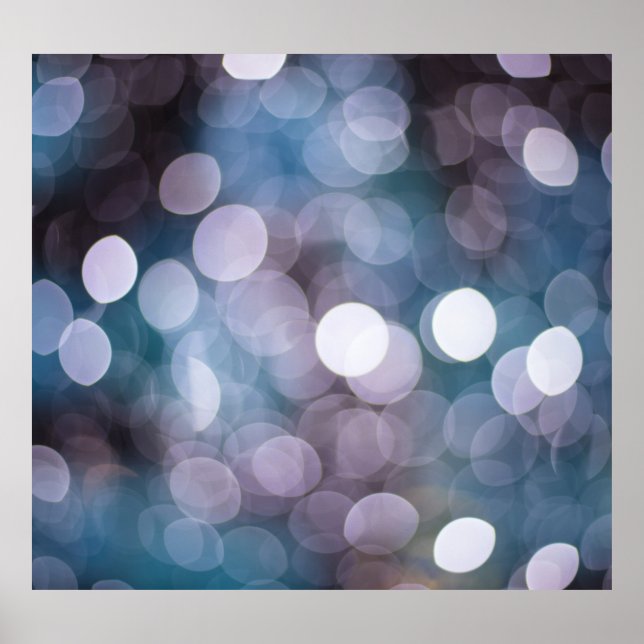 Blue grey bokeh, abstract background. poster (Front)