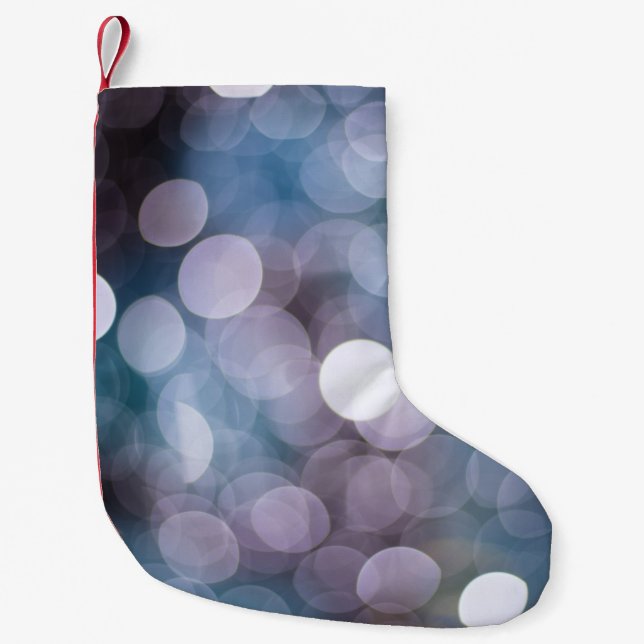 Blue grey bokeh, abstract background. small christmas stocking (Front)