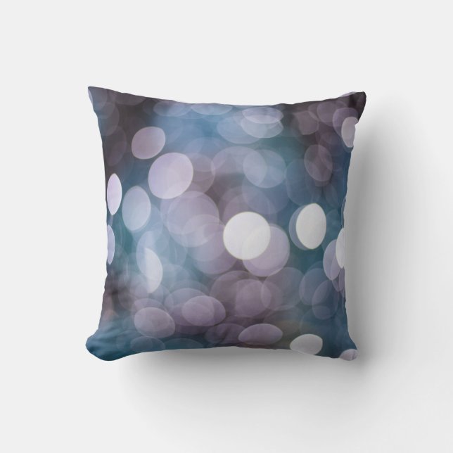 Blue grey bokeh, abstract background. throw pillow (Front)
