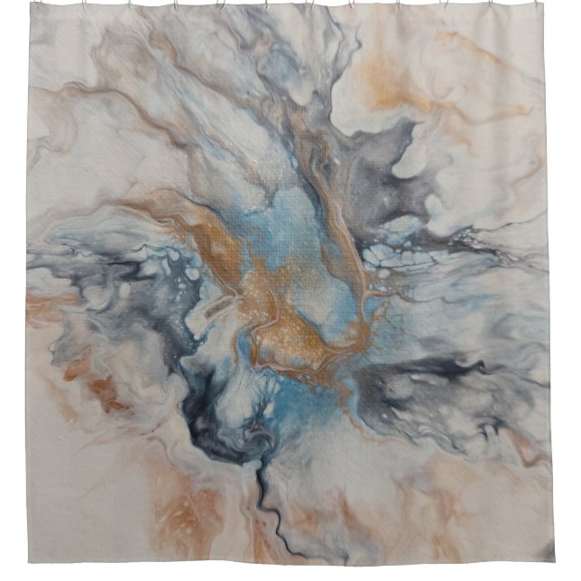 Blue, grey, bronze, cream abstract modern (Front)