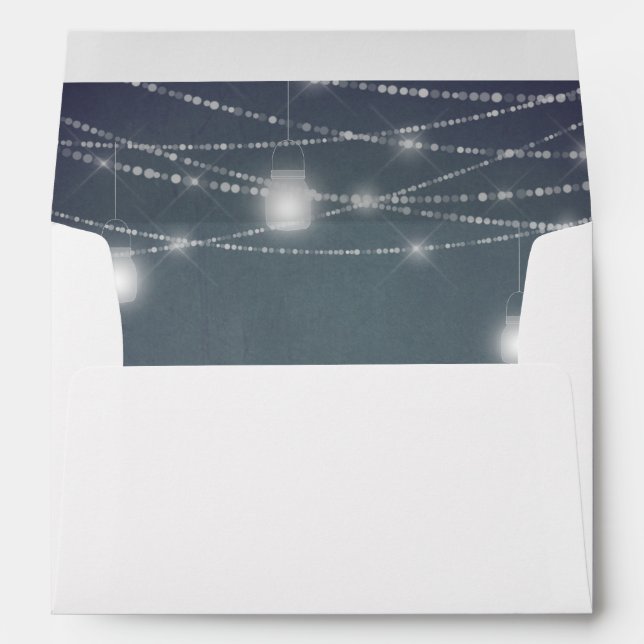 Blue Grey Chalkboard & Mason Jar String Lights Envelope (Back (Bottom))