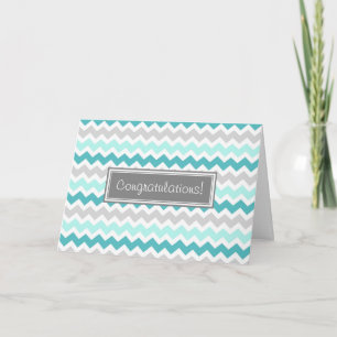 Blue Grey Chevron Congratulations New Baby Boy Card