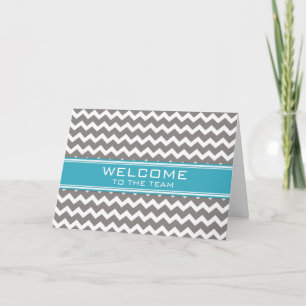 Blue Grey Chevron Employee Welcome to the Team Card