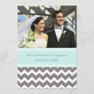 Blue Grey Chevron Photo Elopement Announcement