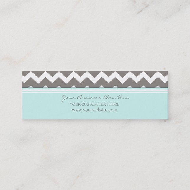 Blue Grey Chevron Retro Business Cards (Front)