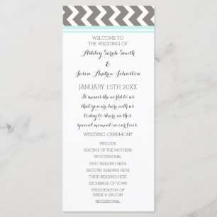 Blue Grey Chevron Wedding Program