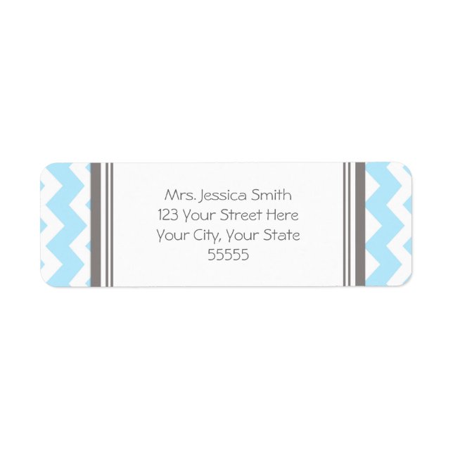 Blue Grey Chevrons Custom Return Address Labels (Front)