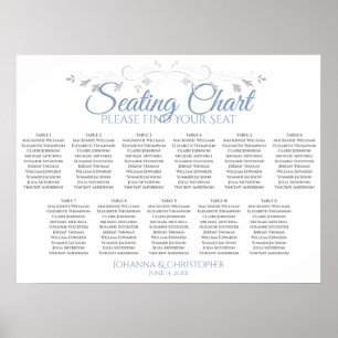 Blue Grey Chic 11 Table Wedding Seating Chart