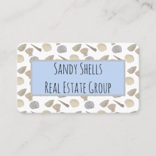 Blue Grey Coastal Sea Shells Business Card